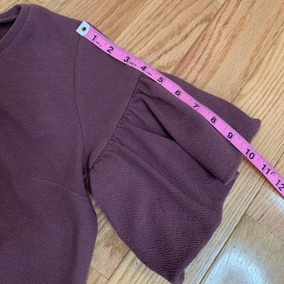 EXPRESS MAUVE Crepe Dress Puffy Flutter Sleeves - Picture 13 of 13